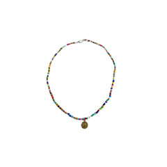 Seed Bead Necklace Short - Multicolour with Charm