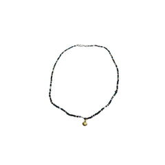 Seed Bead Necklace Short - Charcoal with Charm