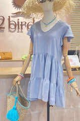 Willow Dress Linen - Light Steel Blue