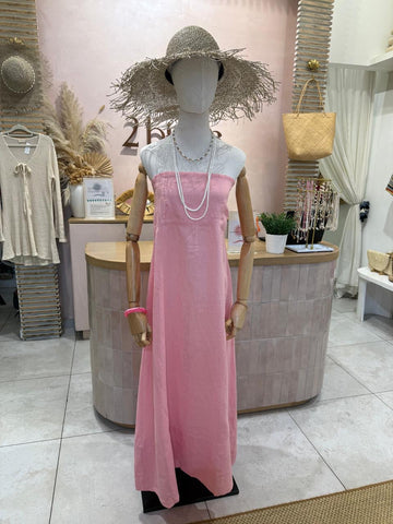 Pippa Dress Linen - Pink