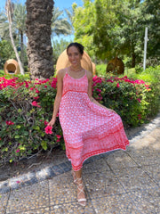 India Dress - Soft Pink and Red