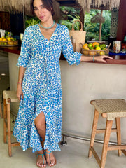 Marnie Dress - Blue Leopard