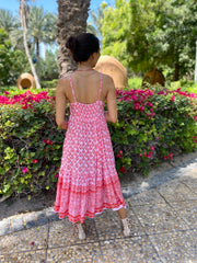 India Dress - Soft Pink and Red