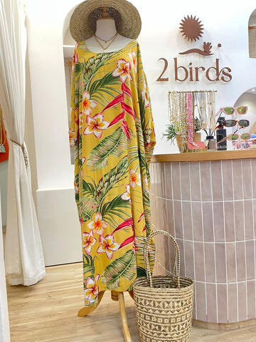 Ibiza Kaftan - Mustard Tropical