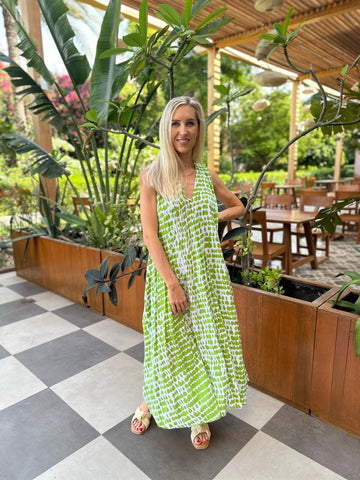 Bella Dress - Green Spot