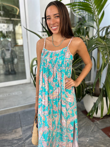Ella Dress - Turquoise Flower