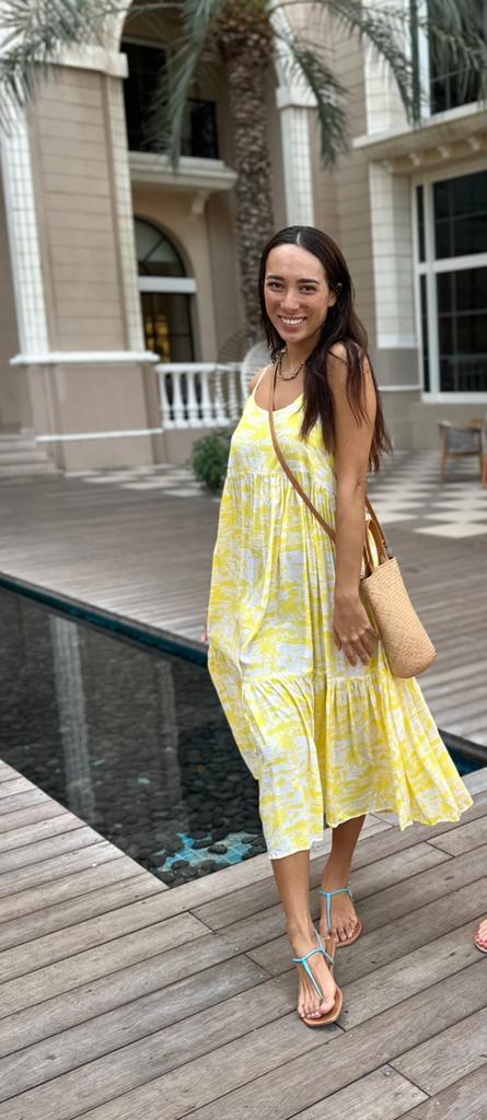India Dress - Yellow Palm Tree