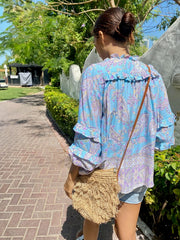 Gigi Shirt - Ice Blue Paisley