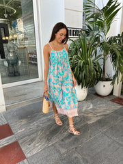 Ella Dress - Turquoise Flower