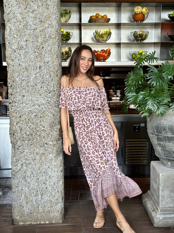 Double Frill Dress - Pink Leopard