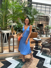 Olive Dress - Blue Cotton Gauze