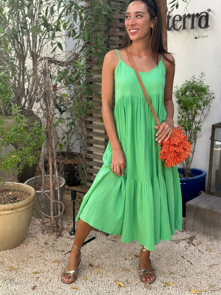 India Dress Cotton Crush - Bright Green