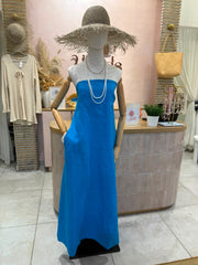 Pippa Dress Linen - Ocean