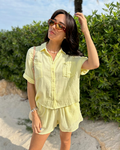 Double Cotton Crush Shirt - Lemon