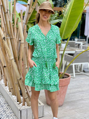 Izzy Dress - Bright Green Flower