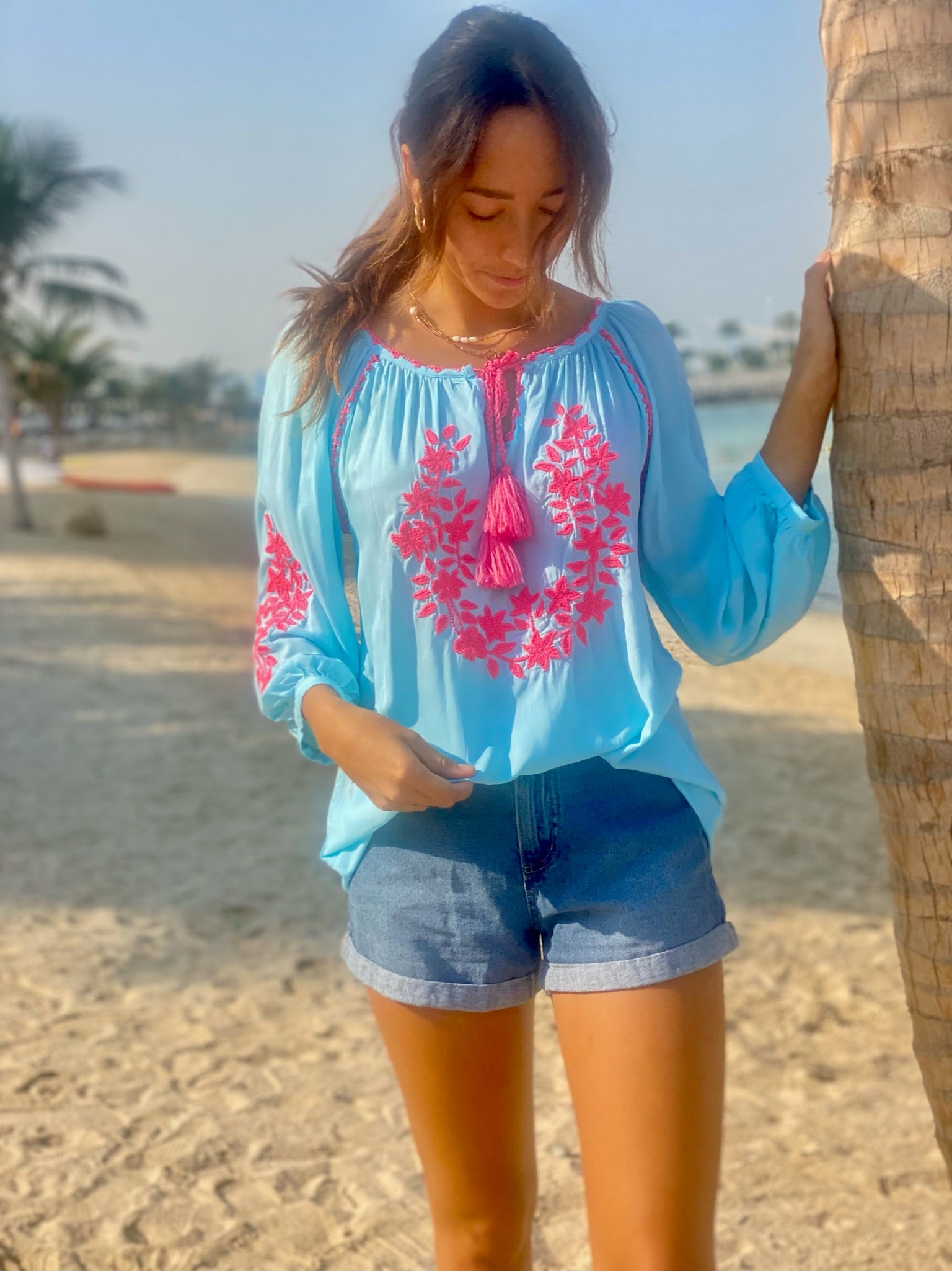 Embroidered Shirt - Turquoise
