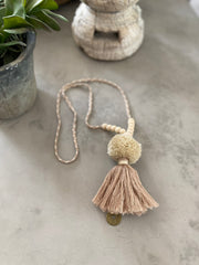 Pompom Tassel Necklace - Natural