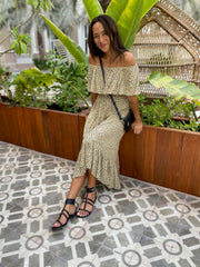 Double frill Dress - Brown Leopard