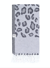 Leopard Print Turkish Towel - Charcoal