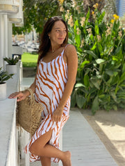 Slip Dress - Tan Zebra