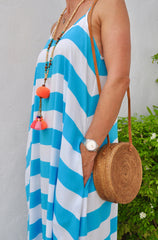 Monica Stripe Dress - Turquoise