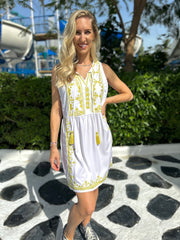 Stevie Dress - White with Yellow Gold