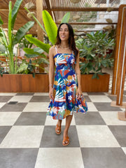 Milan Dress Cropped - Blue & Rust