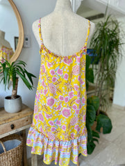 Annie Dress Short - Yellow Japanese Blossom