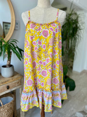 Annie Dress Short - Yellow Japanese Blossom