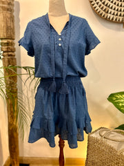 Izzy Dress Cotton Dot - French Navy