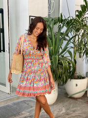 Selena Dress - Mint and Pink Floral