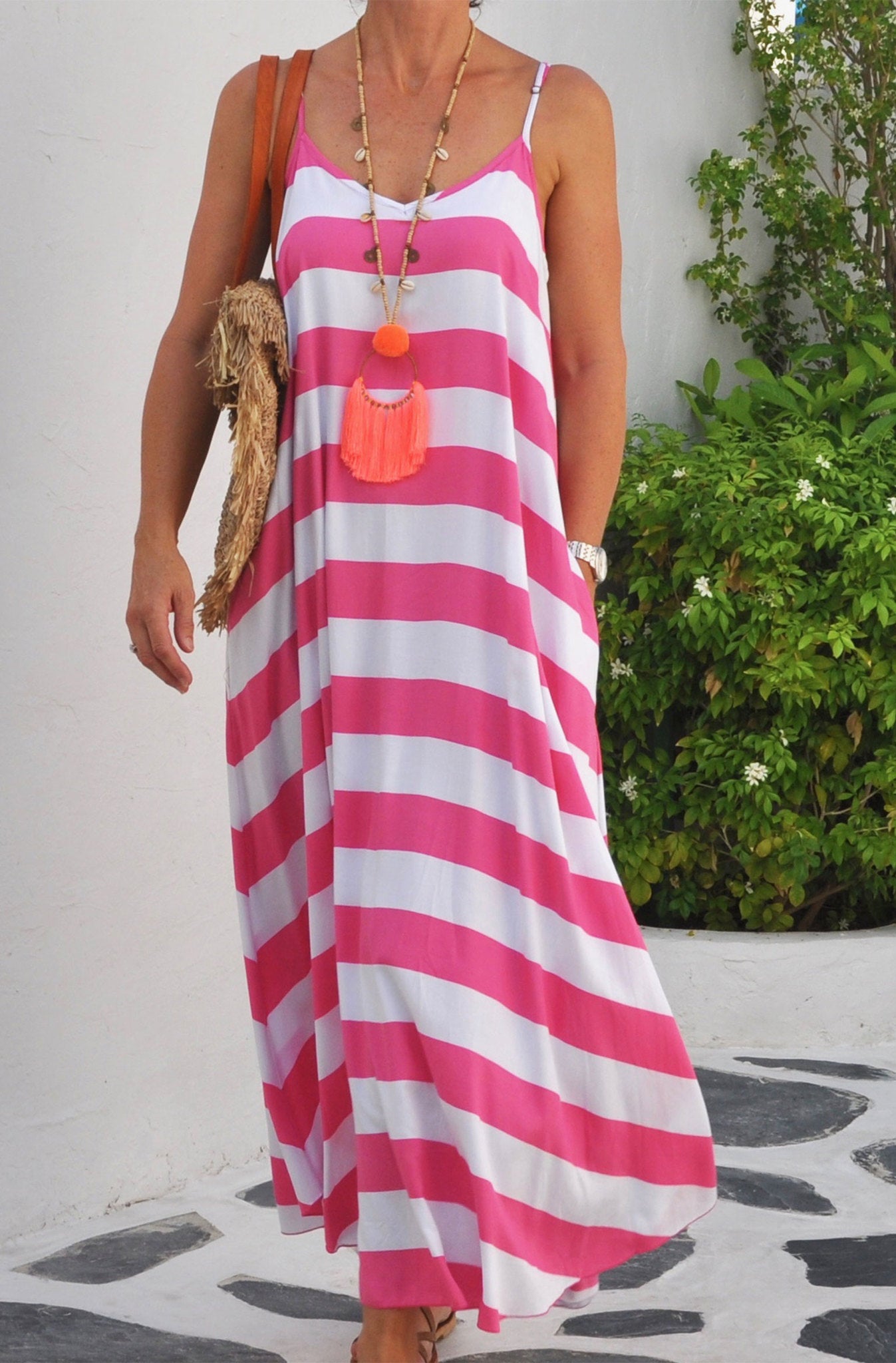 Monica Stripe Dress - Pink